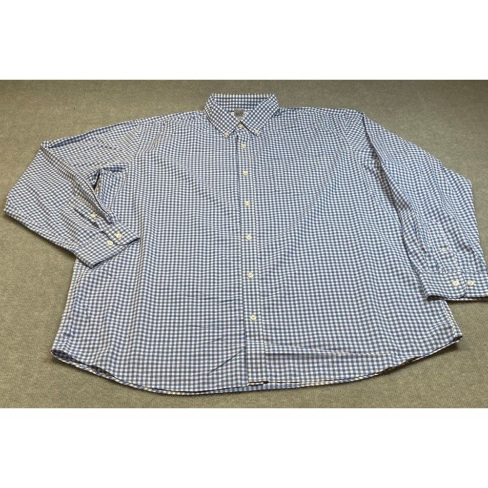 LL Bean Button Down Shirt Men XL Blue Gingham Check Traditional Fit 288292
